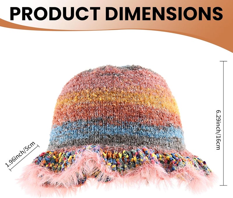 Busnos Crochet Bucket Hats for Women Handmade Hat Cute Foldable Knitted Hats for Women - Image 3
